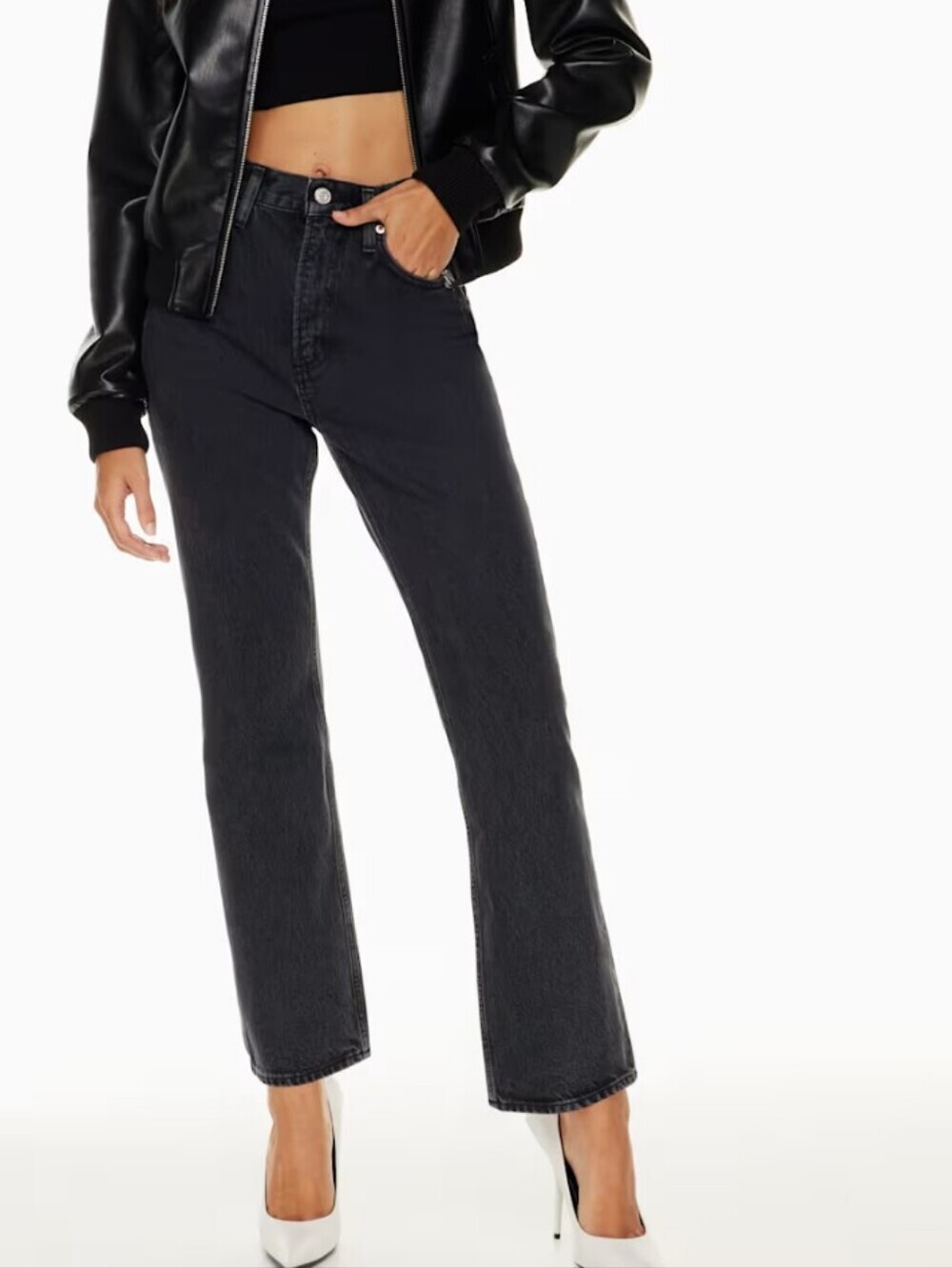 Agolde High Rise Ankle Vintage Bootcut Black Denim Jeans Size 28